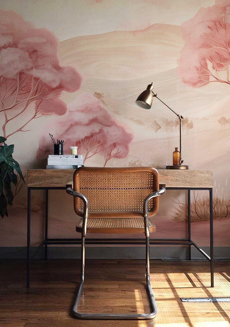 Thumbnail: Decorative wallpaper featuring a calming pink desert motif