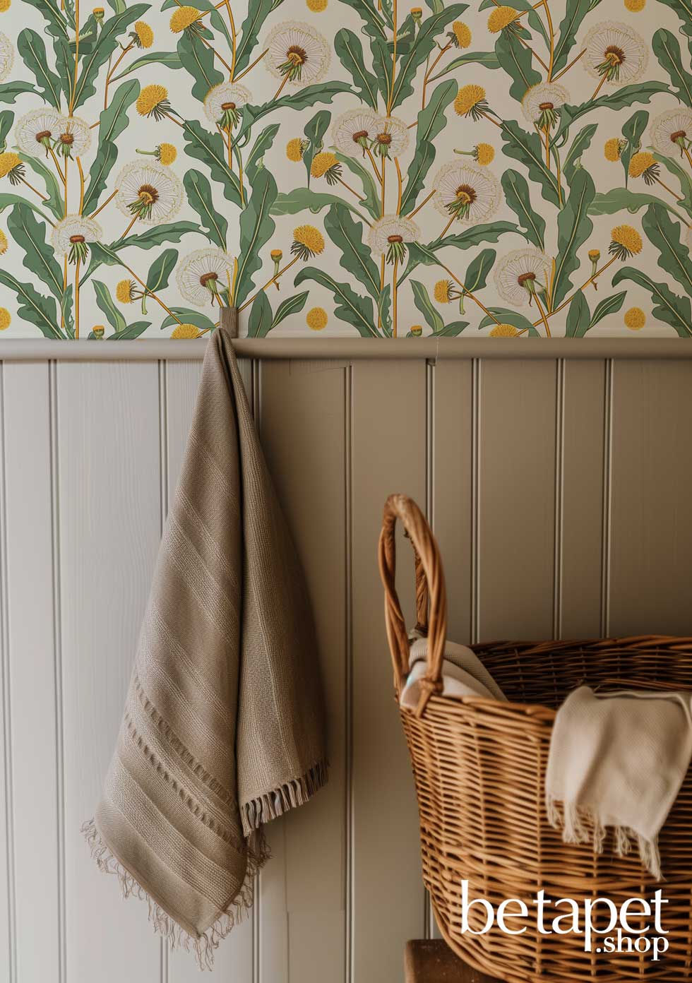 Thumbnail: small room with elegant light dandelion flower peel-and-stick wallpaper