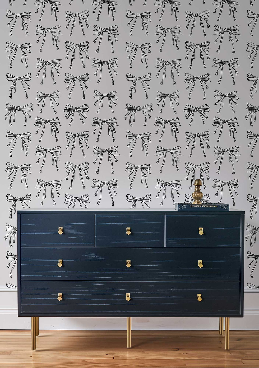 Thumbnail: Wall decor with minimalist ribbon pattern in soft pastel black
