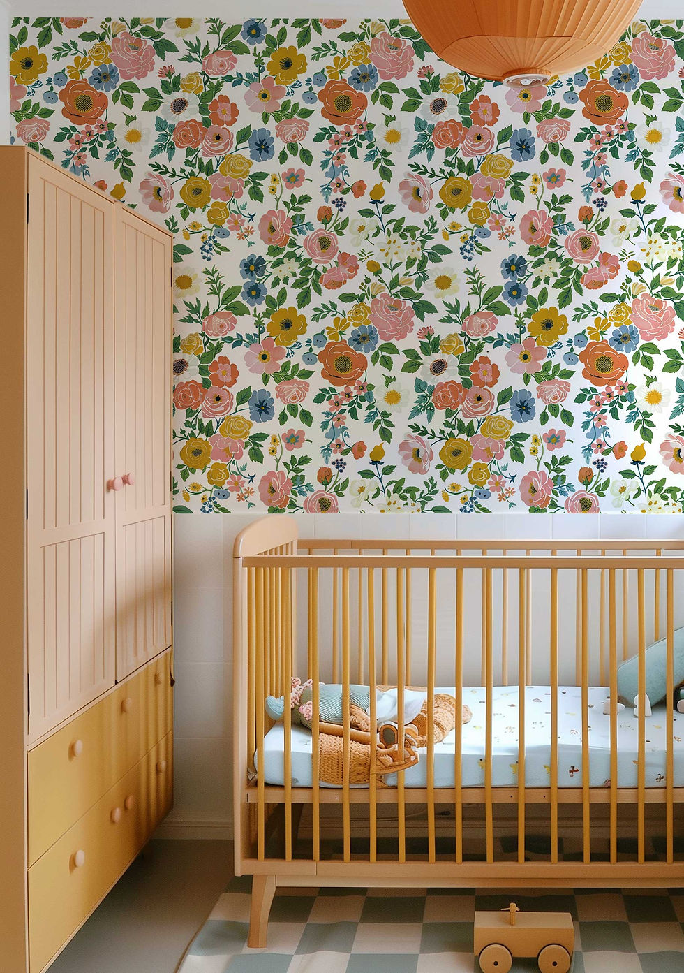 Thumbnail: Self-adhesive wallpaper adorned with bright pastel roses and summer blooms.