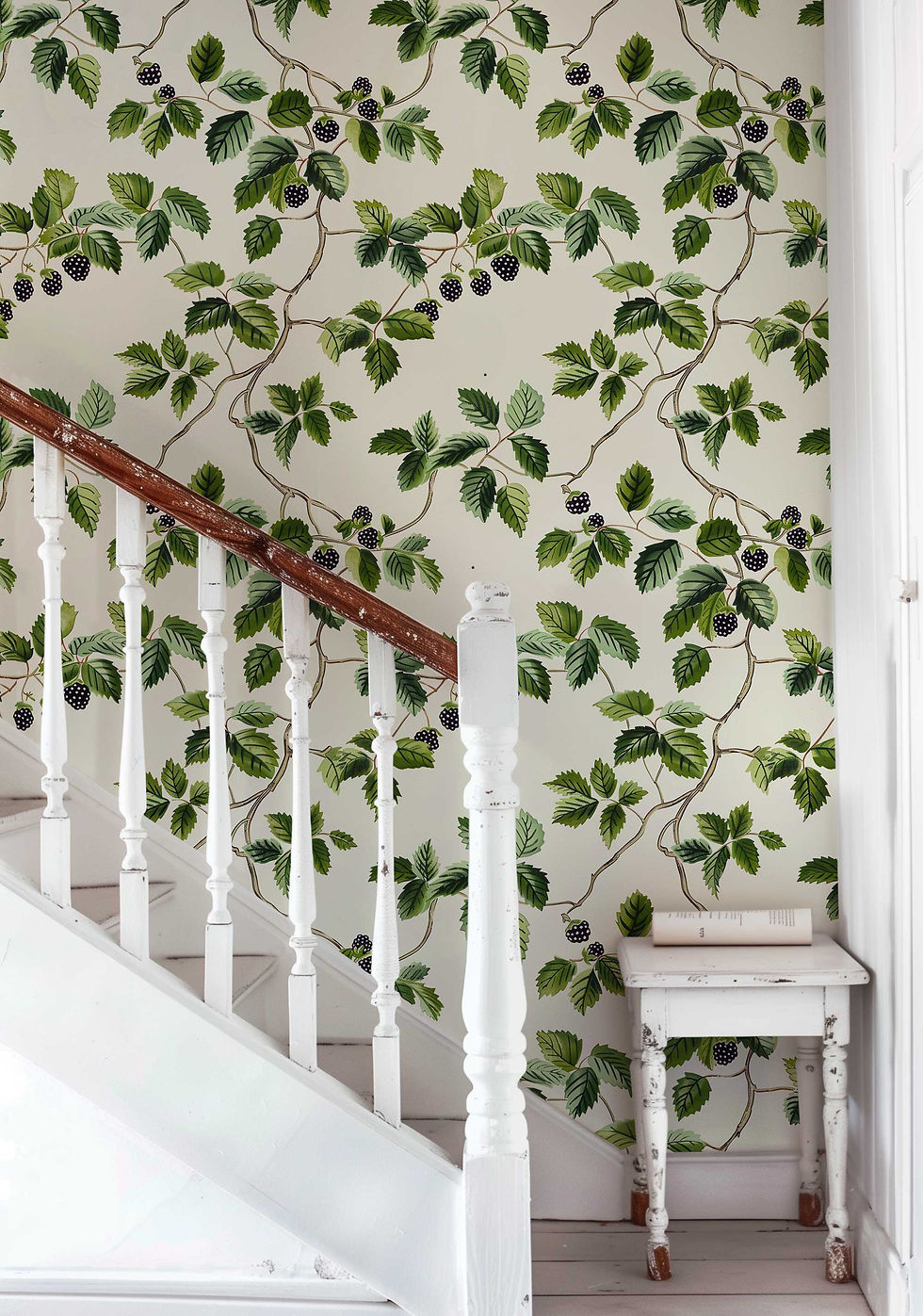 Thumbnail: Vintage style wallpaper with a playful blackberry and green leaf design