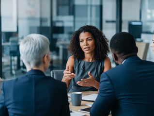 Business meeting in modern conference room