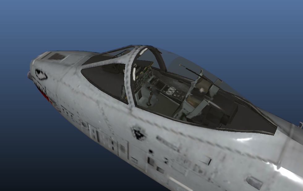 GLB model loaded with transparent cockpit