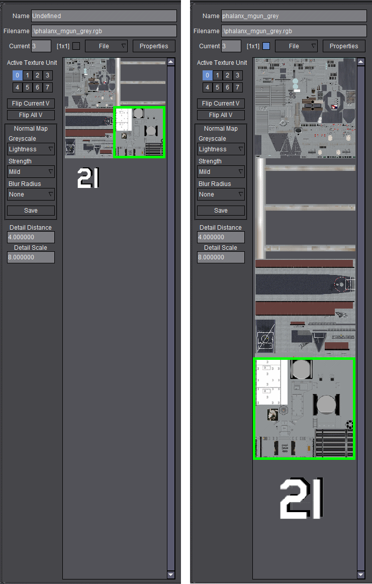 The left-image is the default 4x4 image layout. The right-image is the optional larger 1x1 image layout