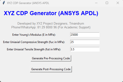 CDP (Concrete Damage Plasticity ) Generator For ANSYS APDL CODE SOLID 65