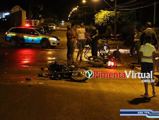 Buraco na via causa grave acidente em Pimenta Bueno