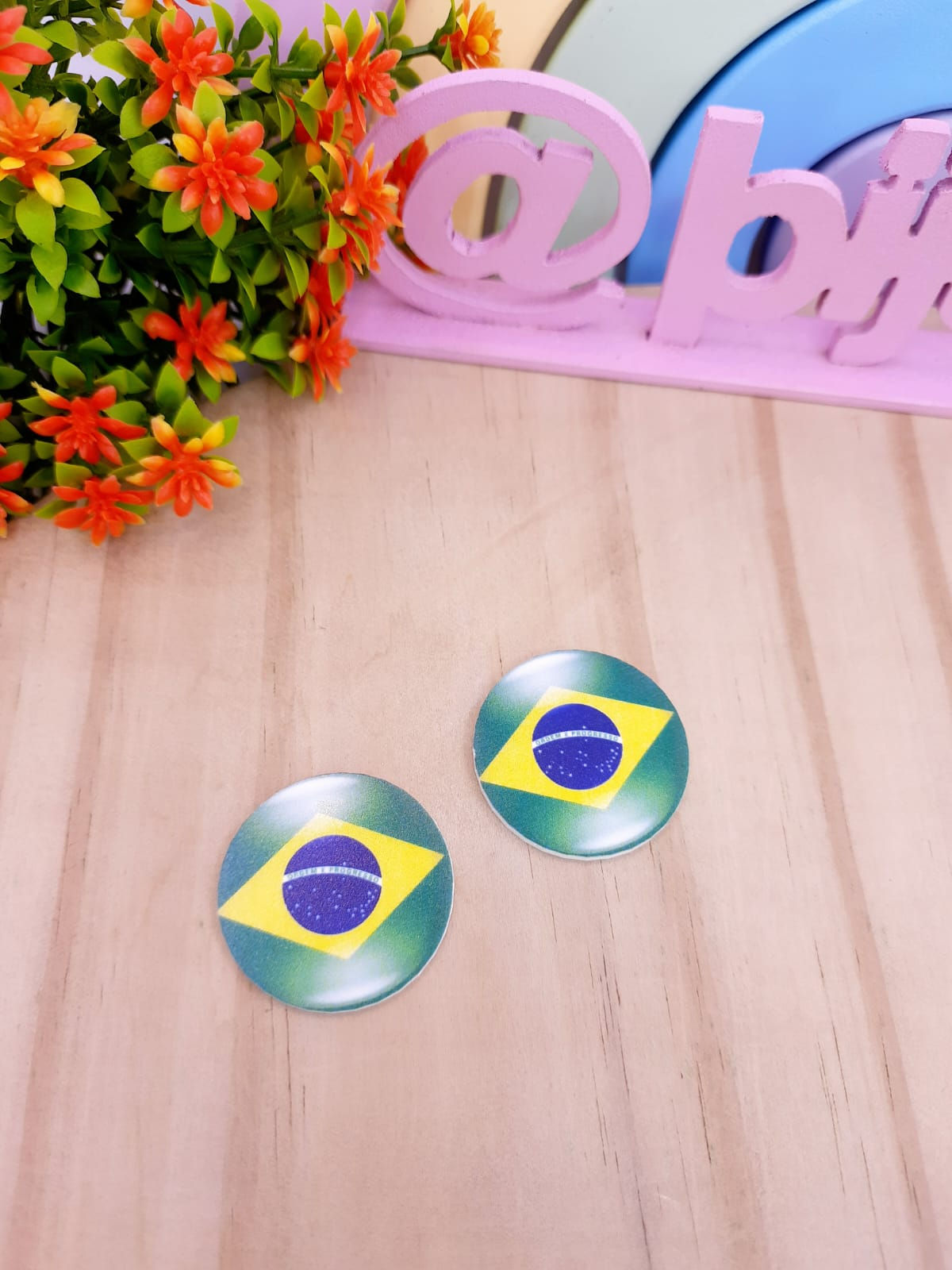 APLIQUE ACRILICO BRASIL REDONDO - 2UN