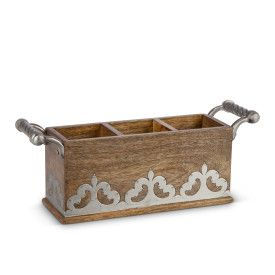 Wood and Metal Flatware Caddy