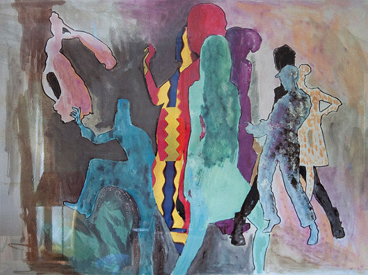 Tanz-Gesellschaft, Collage, digitalisiert,
auf Alu-Dibond kaschiert,
147x200cm – 2010