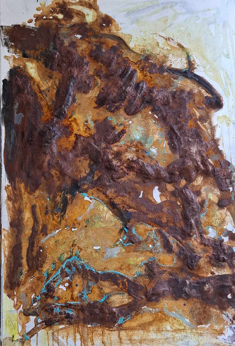 Vulkanlandschaft, Eisenoxidation 2024 70x100cm