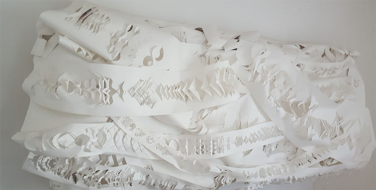 EVEJUNIKO, Papierarbeit mit LED-Beleuchtung 110cm x 250cm 2011