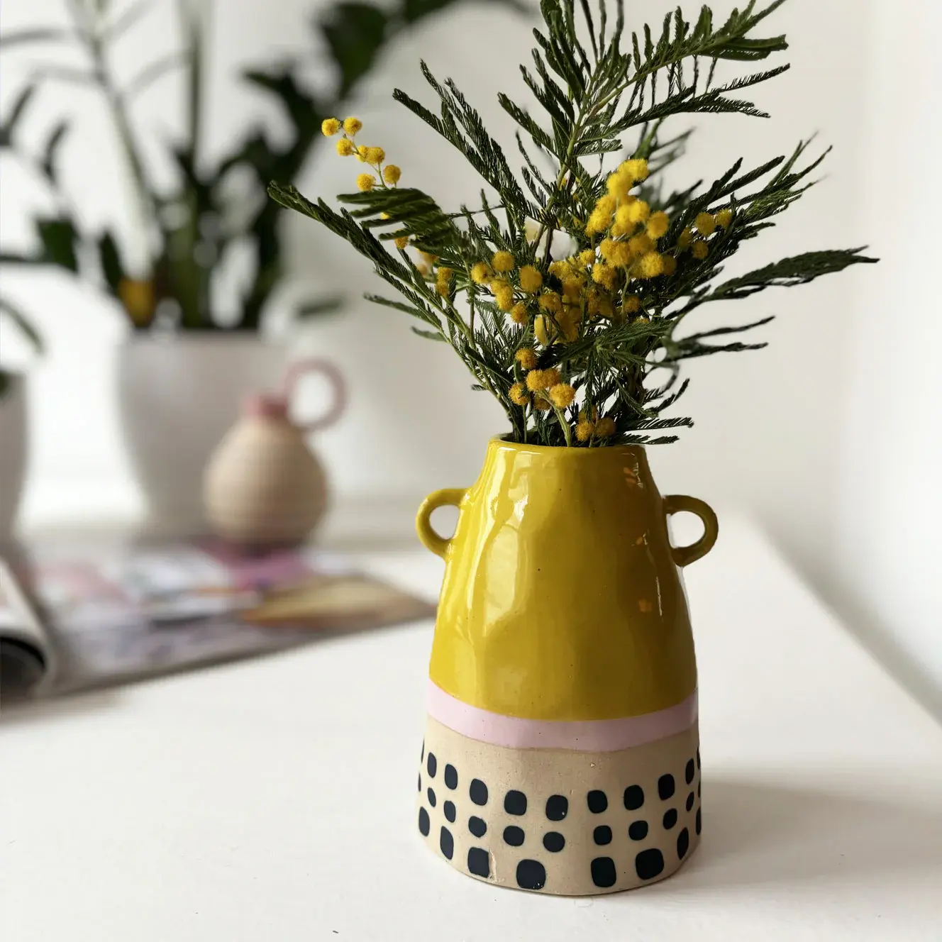 Ceramic Bloc Yellow Vase