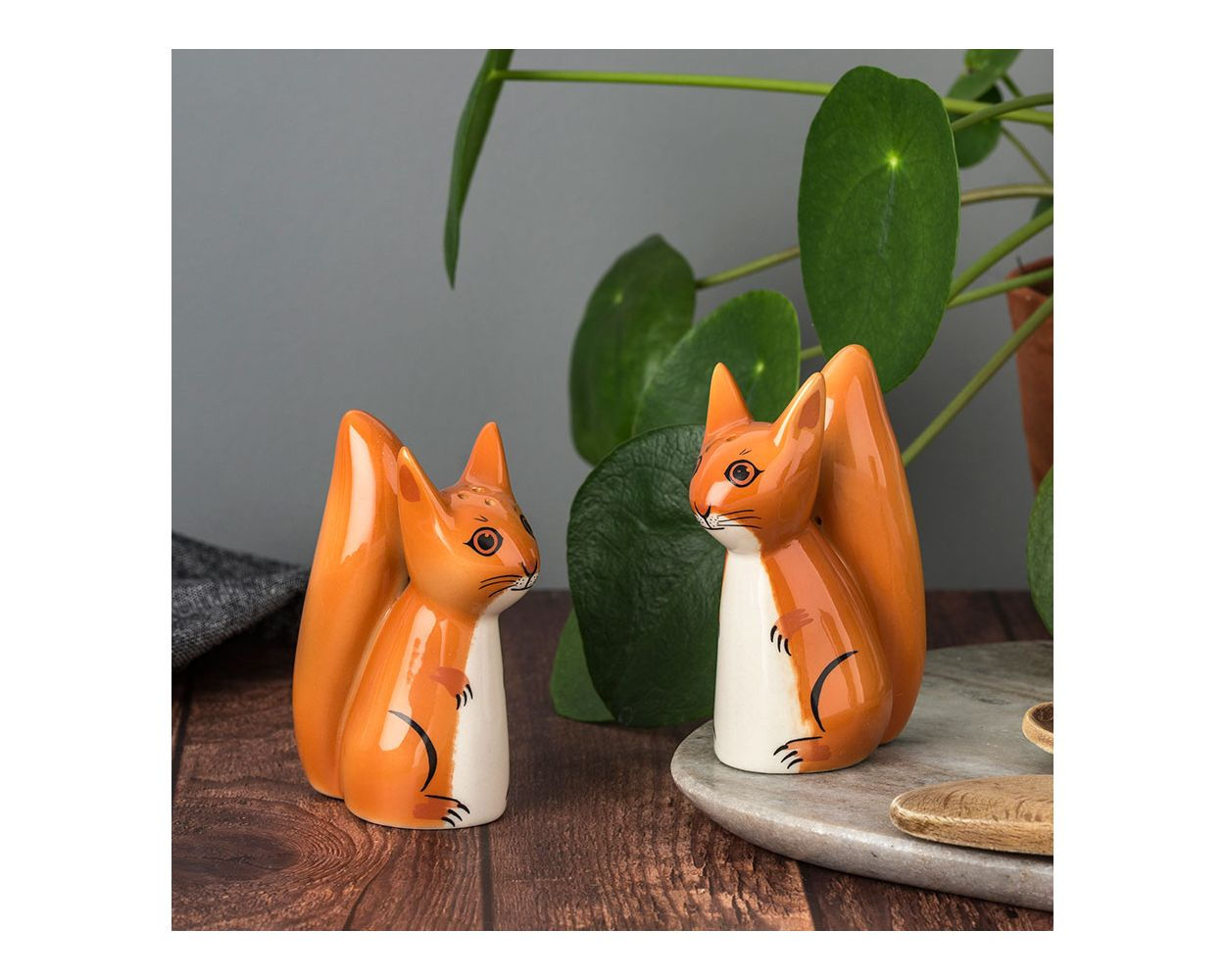 Handmade Ceramic Red Squirrel Salt and Pepper Shakers