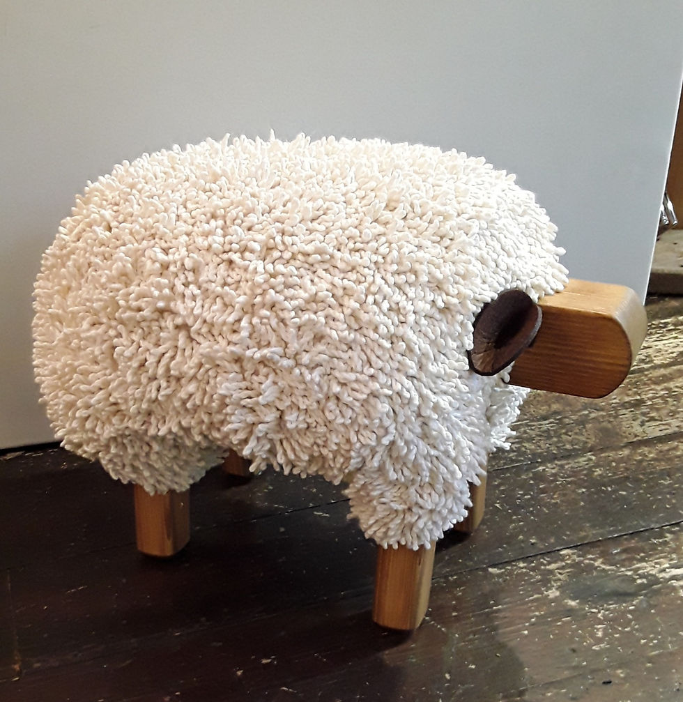 Thumbnail: Ivory / Oak Sheep Footstool