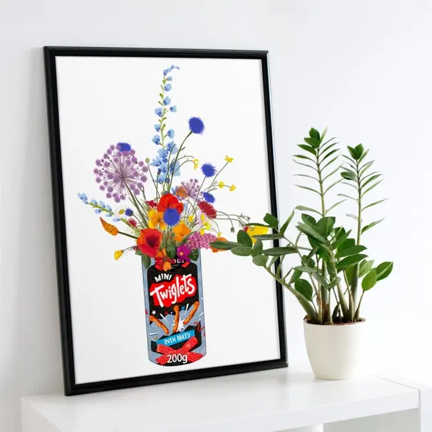 Tub of Twiglets with Colourful Wildflowers