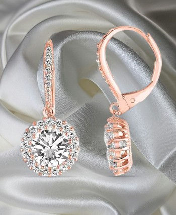 1-Carat Gold Halo Drop Earrings