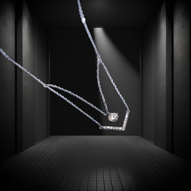 Thumbnail: 1-Carat Double V Necklace