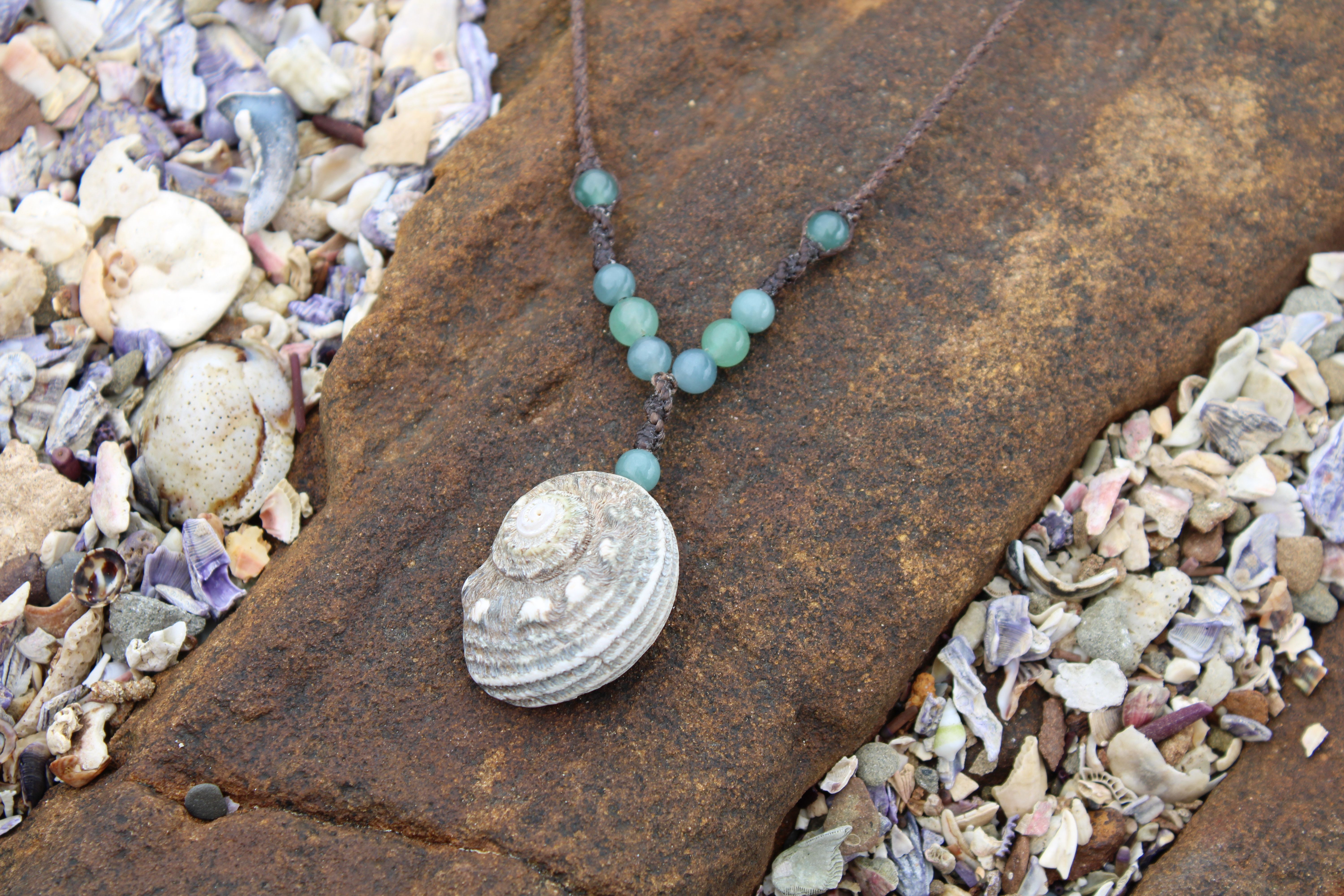 Spiral Jade Seashell Necklace