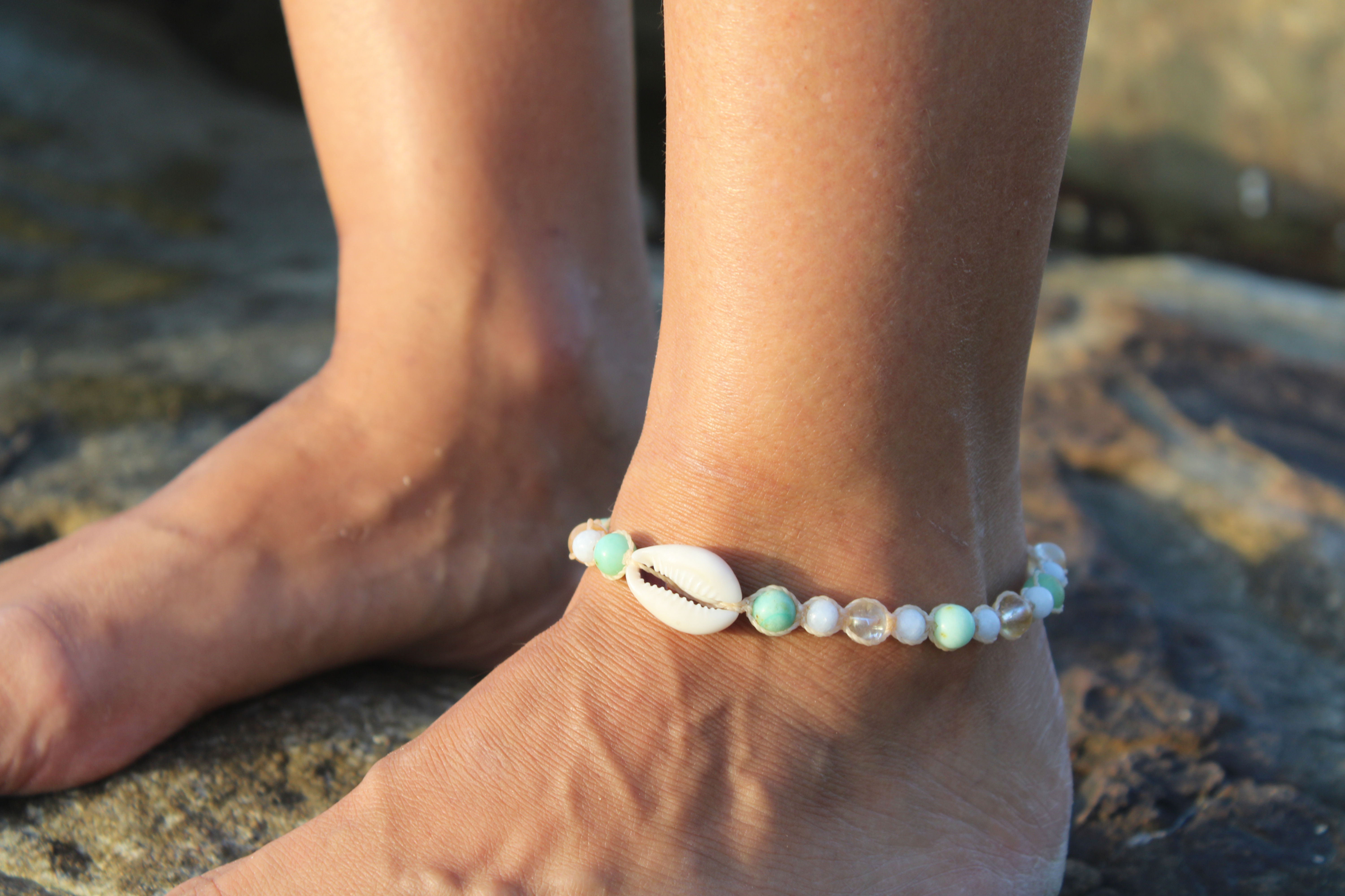 Cowrie & Chrysoprase Anklet