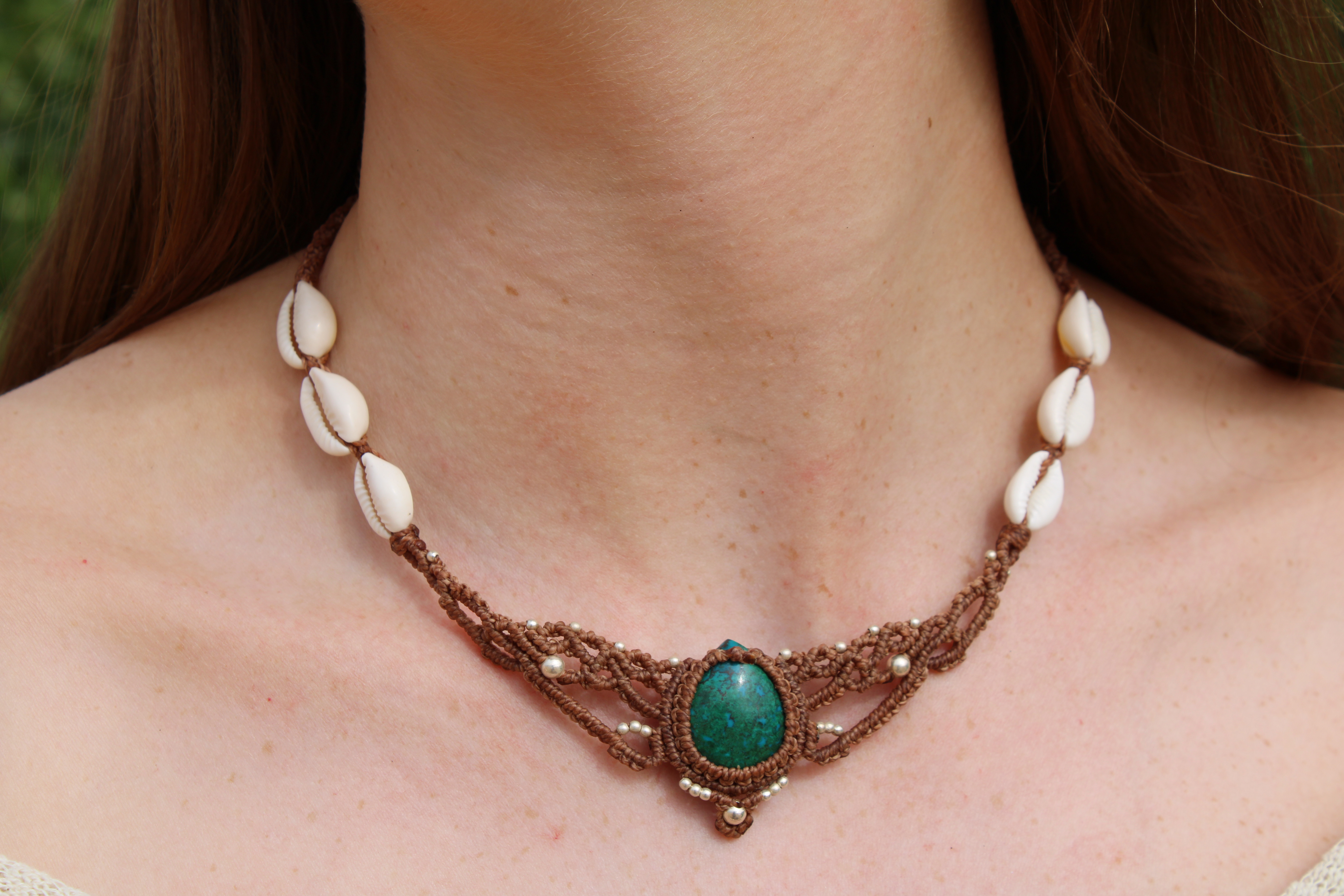 Chrysocolla Cowrie Necklace
