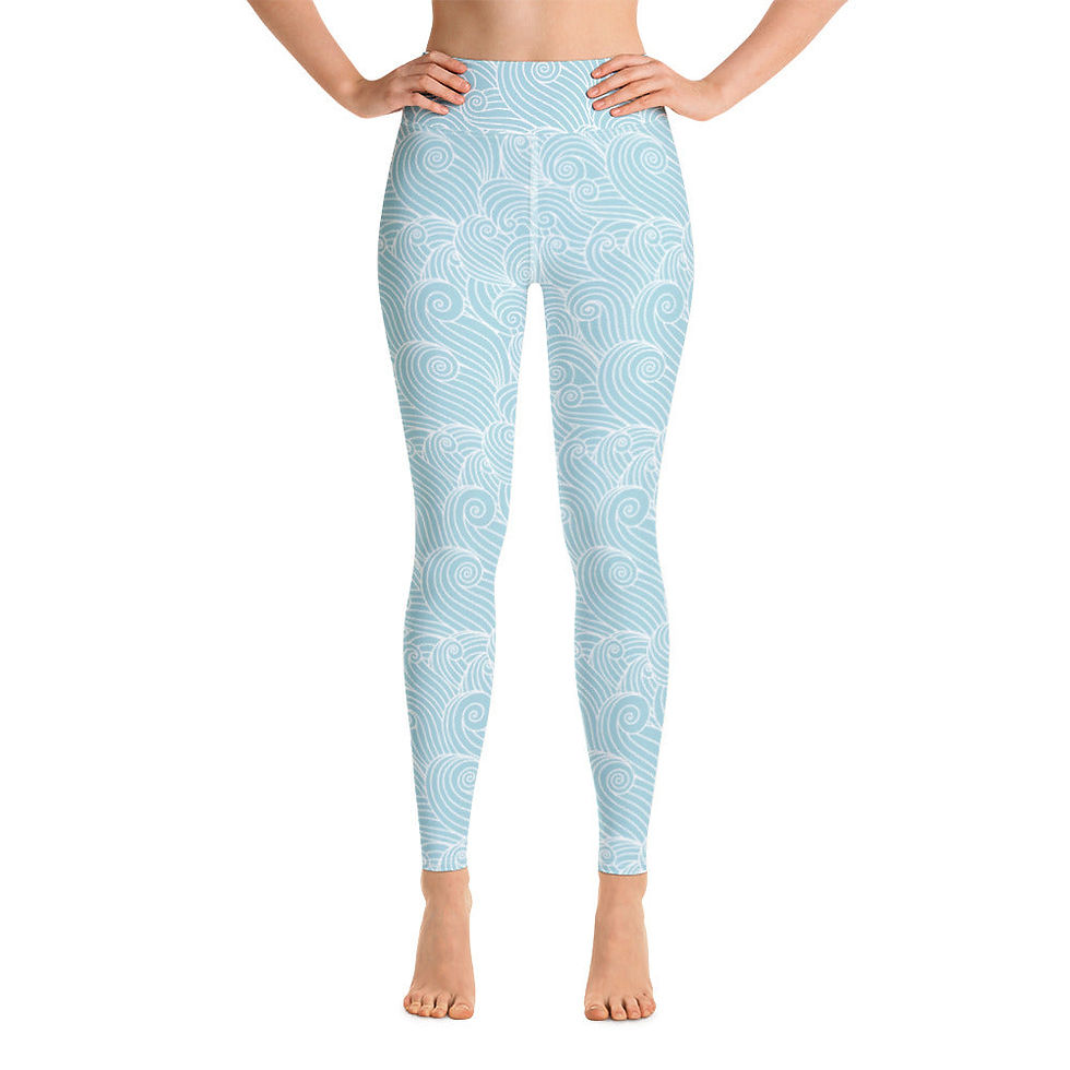 Thumbnail: Women's Blue Ocean Swirl Yoga Leggings