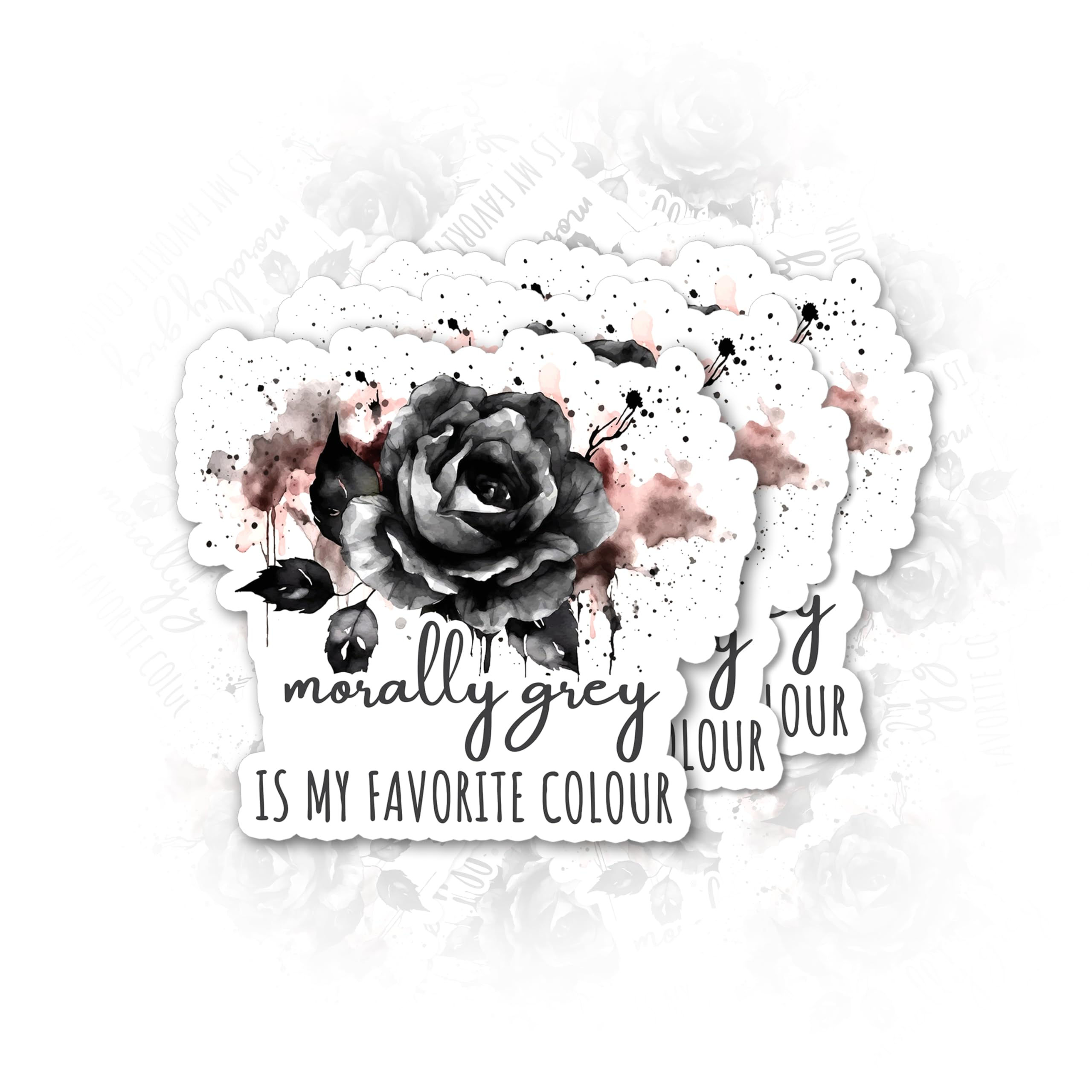 Set 3Pcs Morally Grey is My Favourite Color Sticker Rose Sticker Book Lover Stic