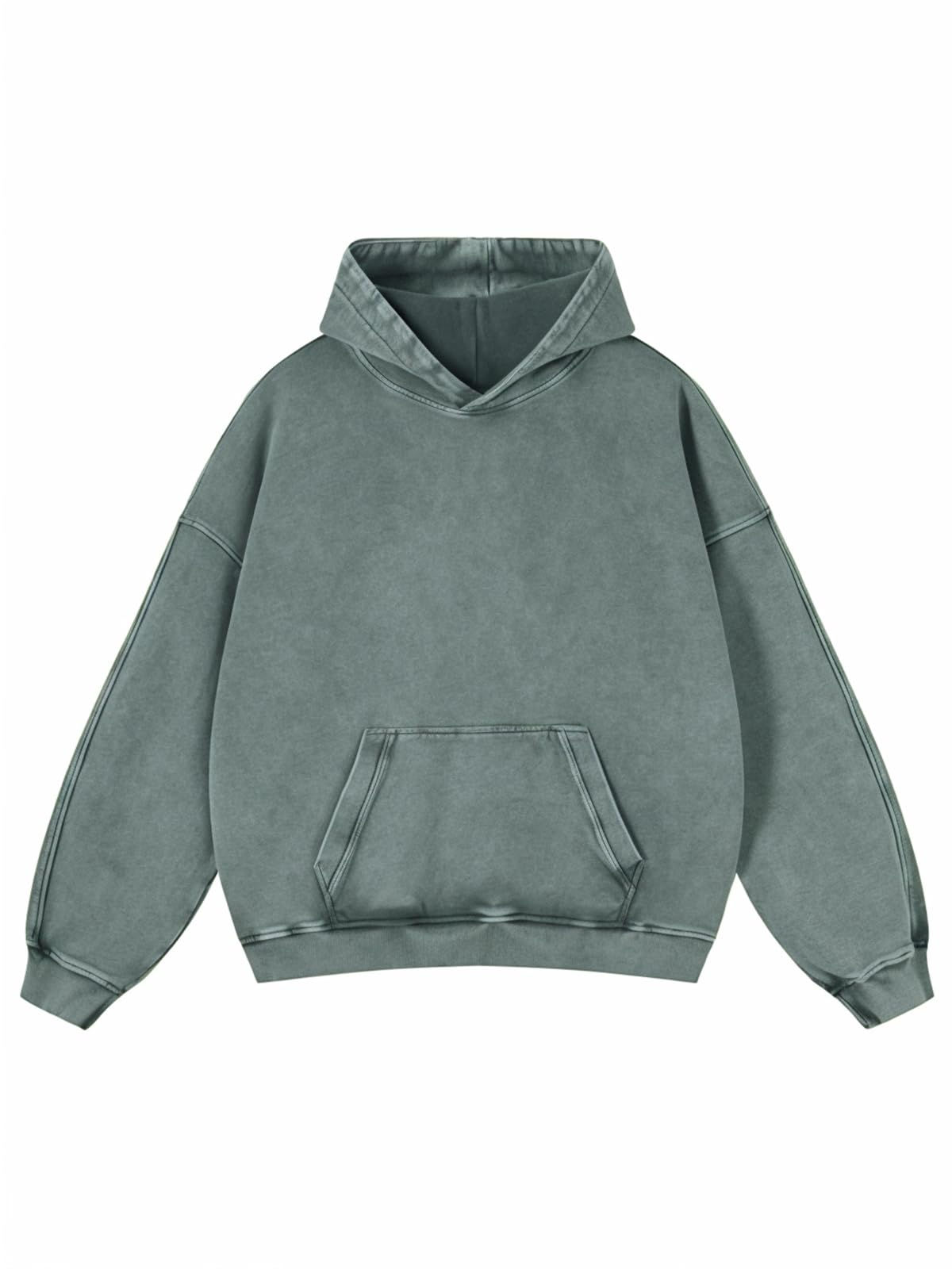 Adenorah Mens Hoodies Pullover Womens Oversized Y2K Fall Acid Wash Plain Cotton 