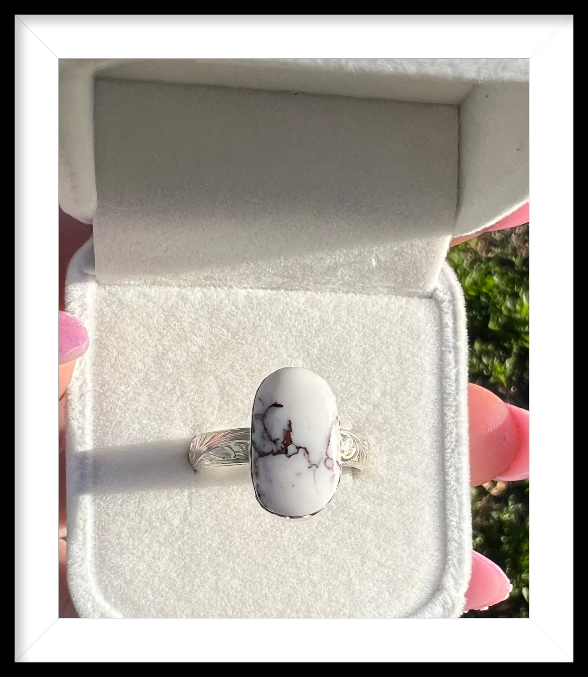 Custom White buffalo ring size 9 3/4