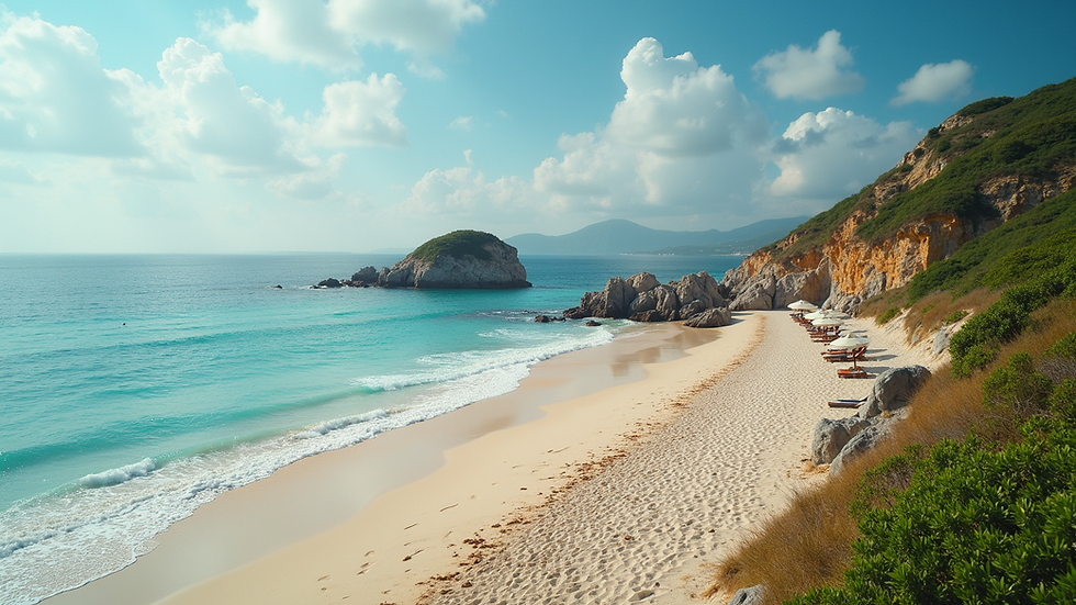 High angle view of a tranquil vacation spot by the beach