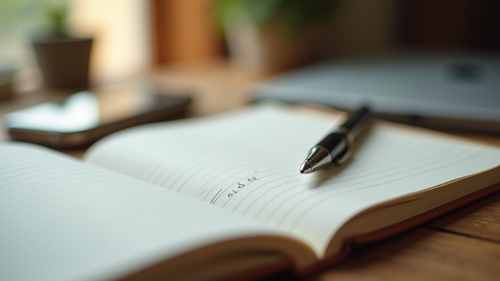 Vue rapprochée d’un carnet de notes avec un stylo posé dessus