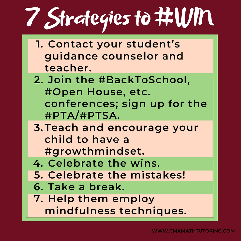 7 strategies to help your adolescent youth win with math as they go back to school; Christina Alliance; CMA Math Tutoring; virtual algebra tutor, online algebra tutor, !