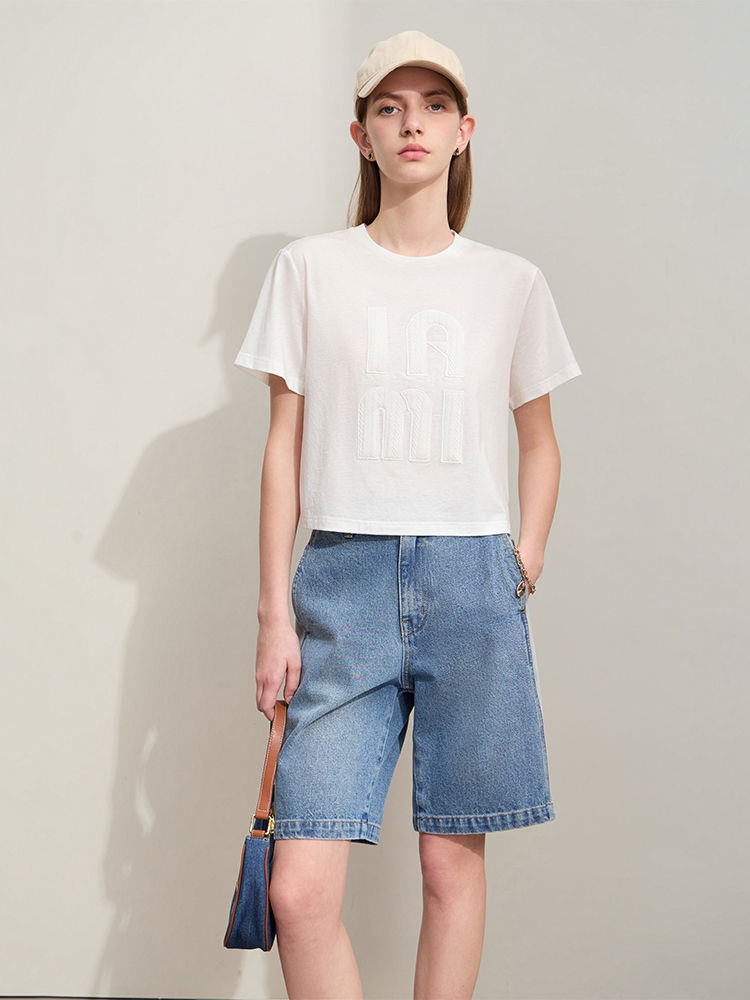 Short en Jean Femme coupe droite – Denim Délavé Tendance