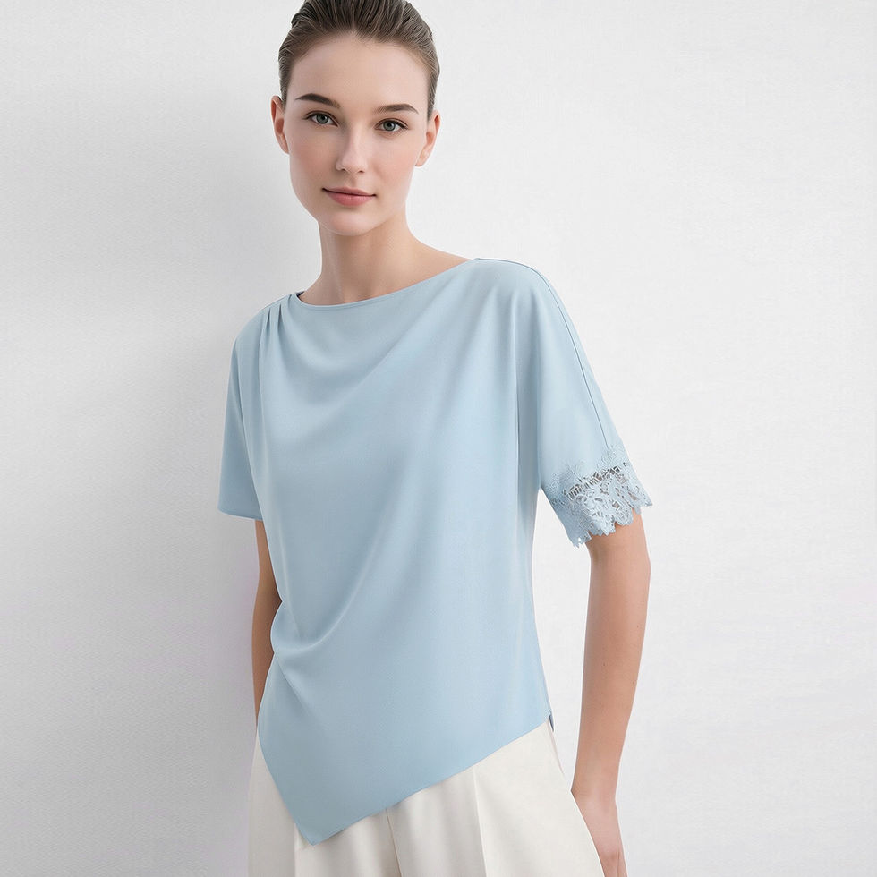 Chemisier asymétrique dentelle col bateau – Chemisier ourlet asymétrique Spanish