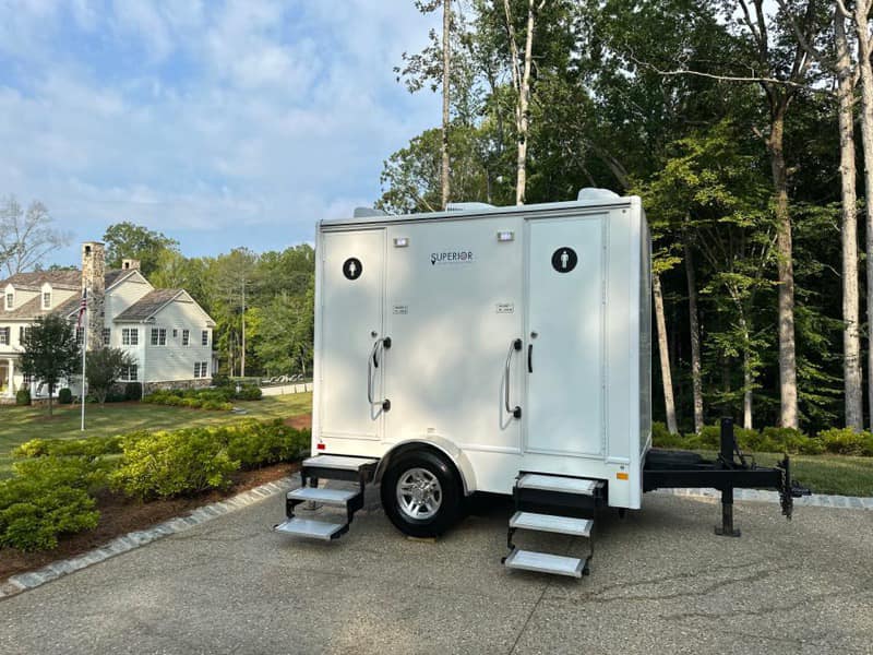 SLS 2-stall restroom trailer for weddings and private events