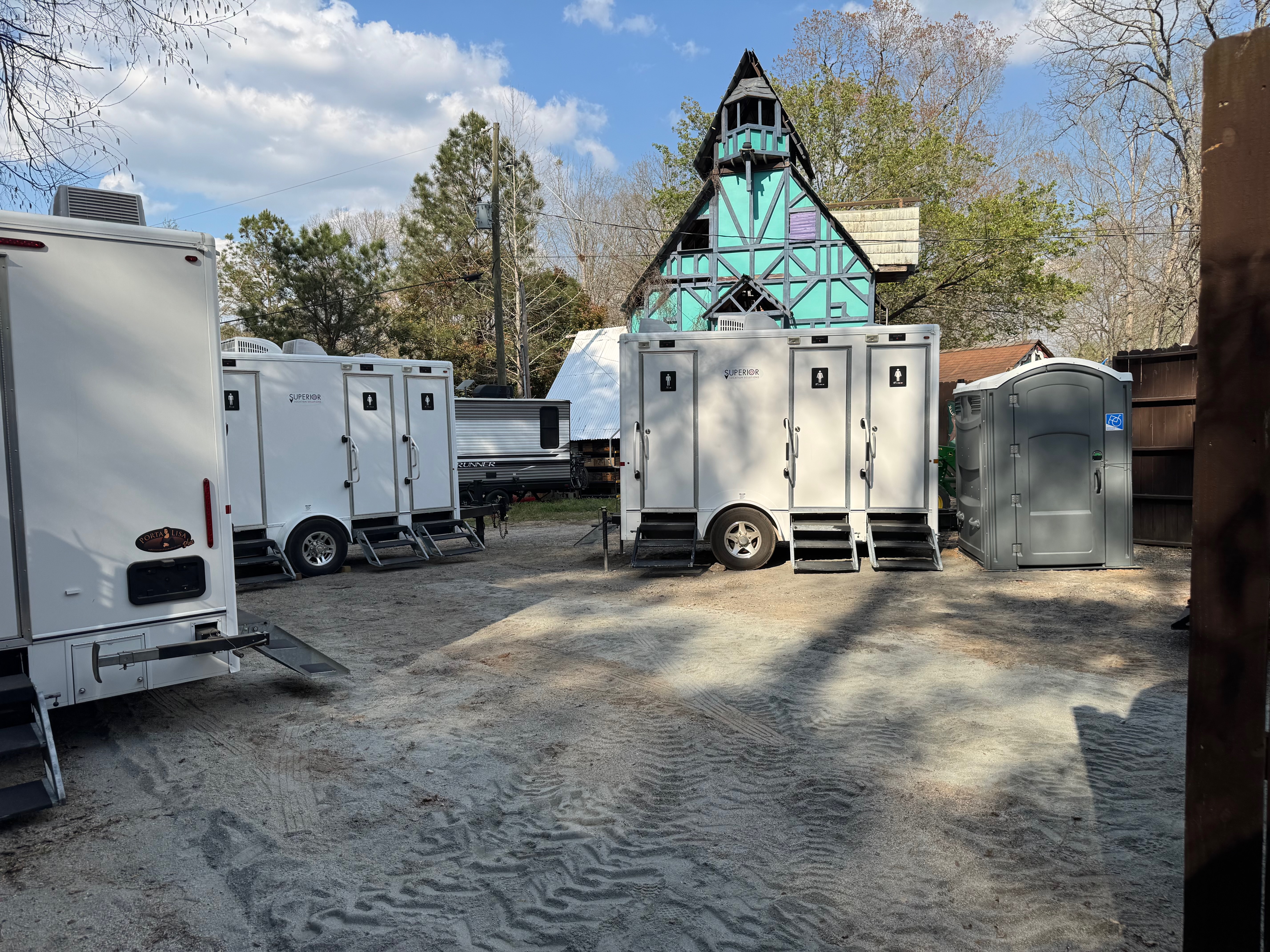 Luxury restroom trailer and event sanitation deployment at a Georgia festival