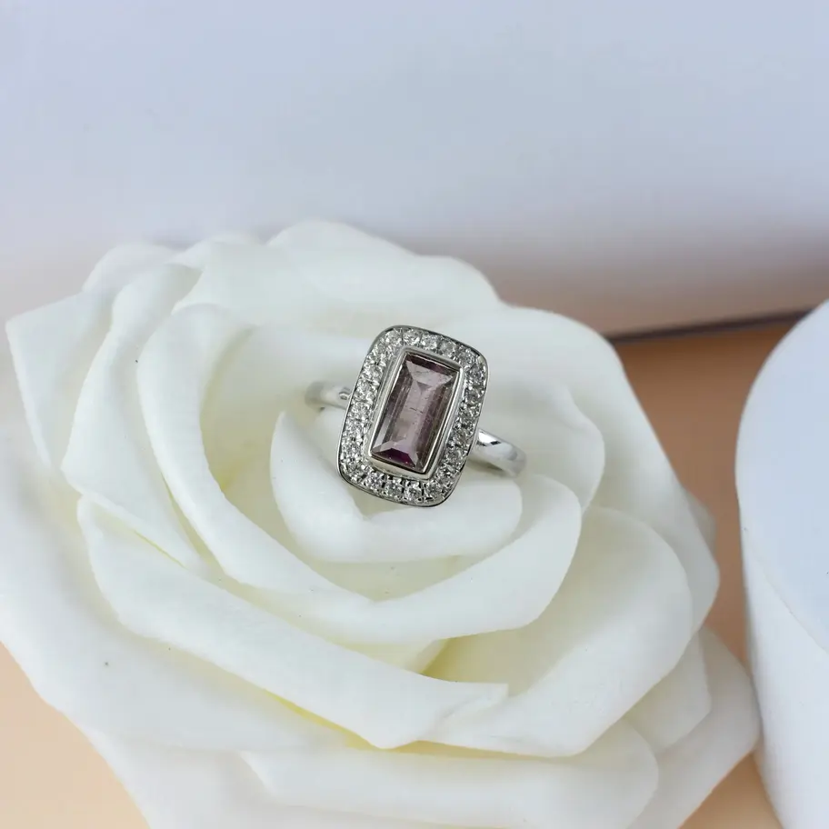 Emerald Cut Mystic Tourmaline Ring