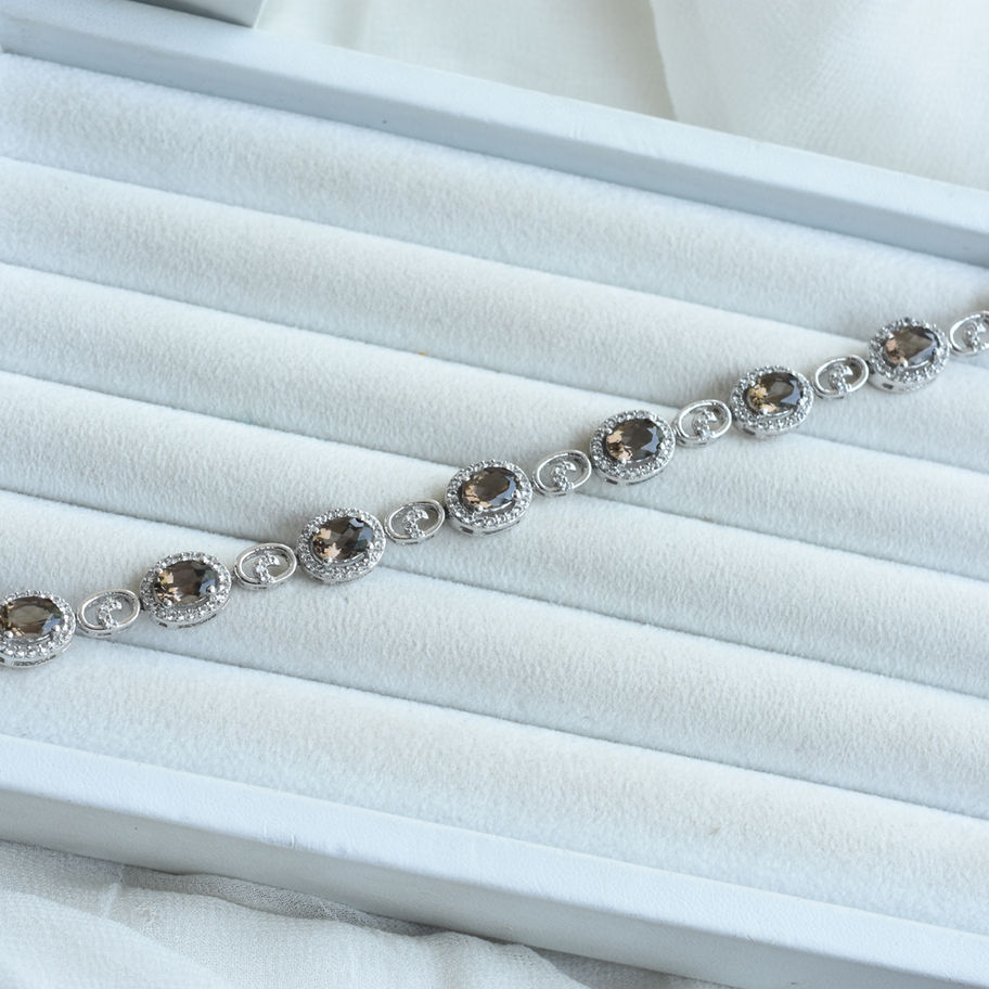 “Smoky Quartz silver bracelet with natural gemstones — handcrafted 925 sterling silver jewellery for women.”