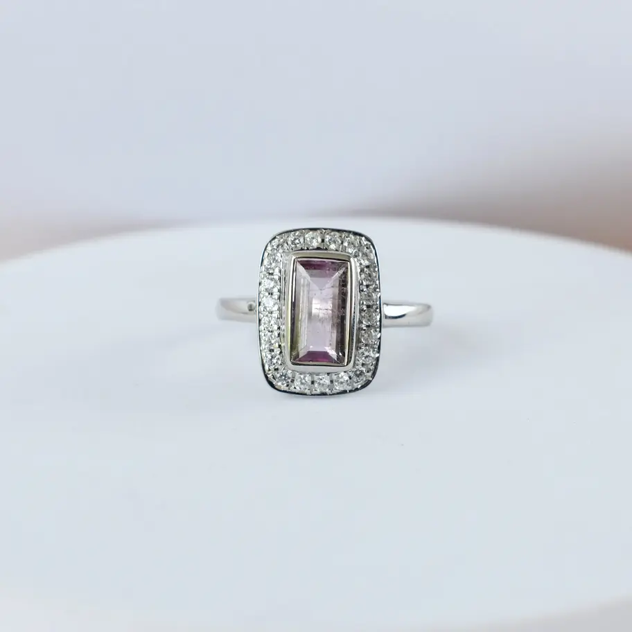 Emerald Cut Mystic Tourmaline Ring