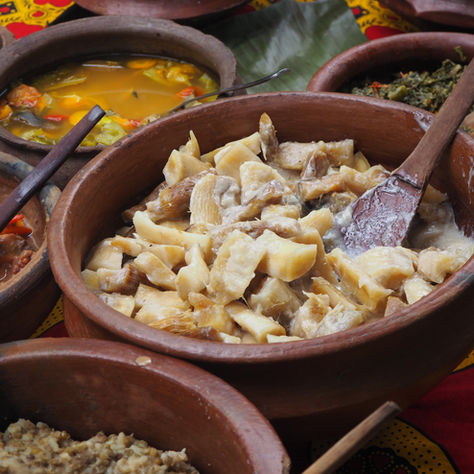 Traditional Swahili meal served in Zanzibar with rice, curry, and local spices