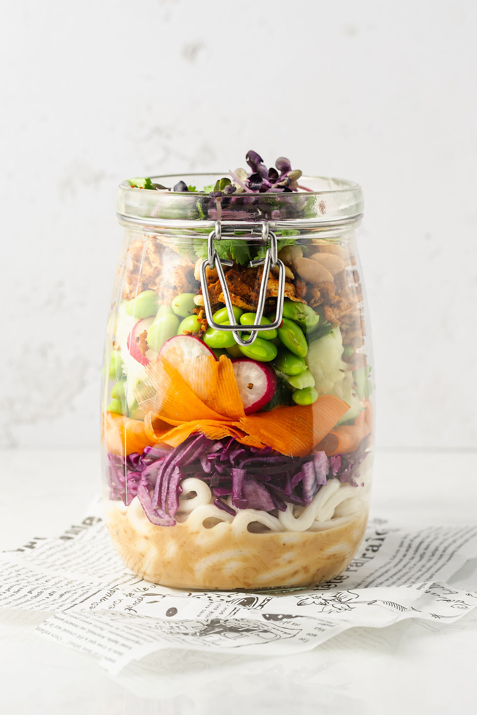 Udon-Nudel-Schichtsalat im Glas – Meal Prep mit Geschmack & Crunch