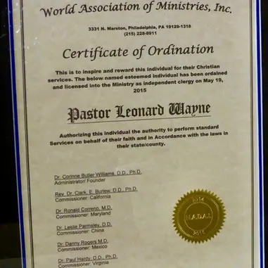 Ordination Certificate
