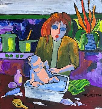 Bath Time. acrylic 8x8