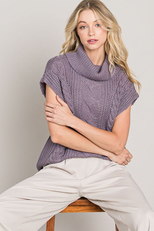 Thumbnail: Cable Knit Sweater-Lavender