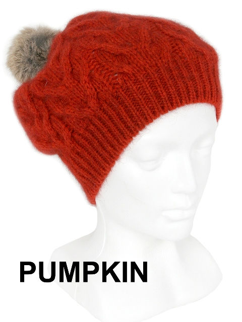 Thumbnail: Cable Beanie with Pom Pom (9872)
