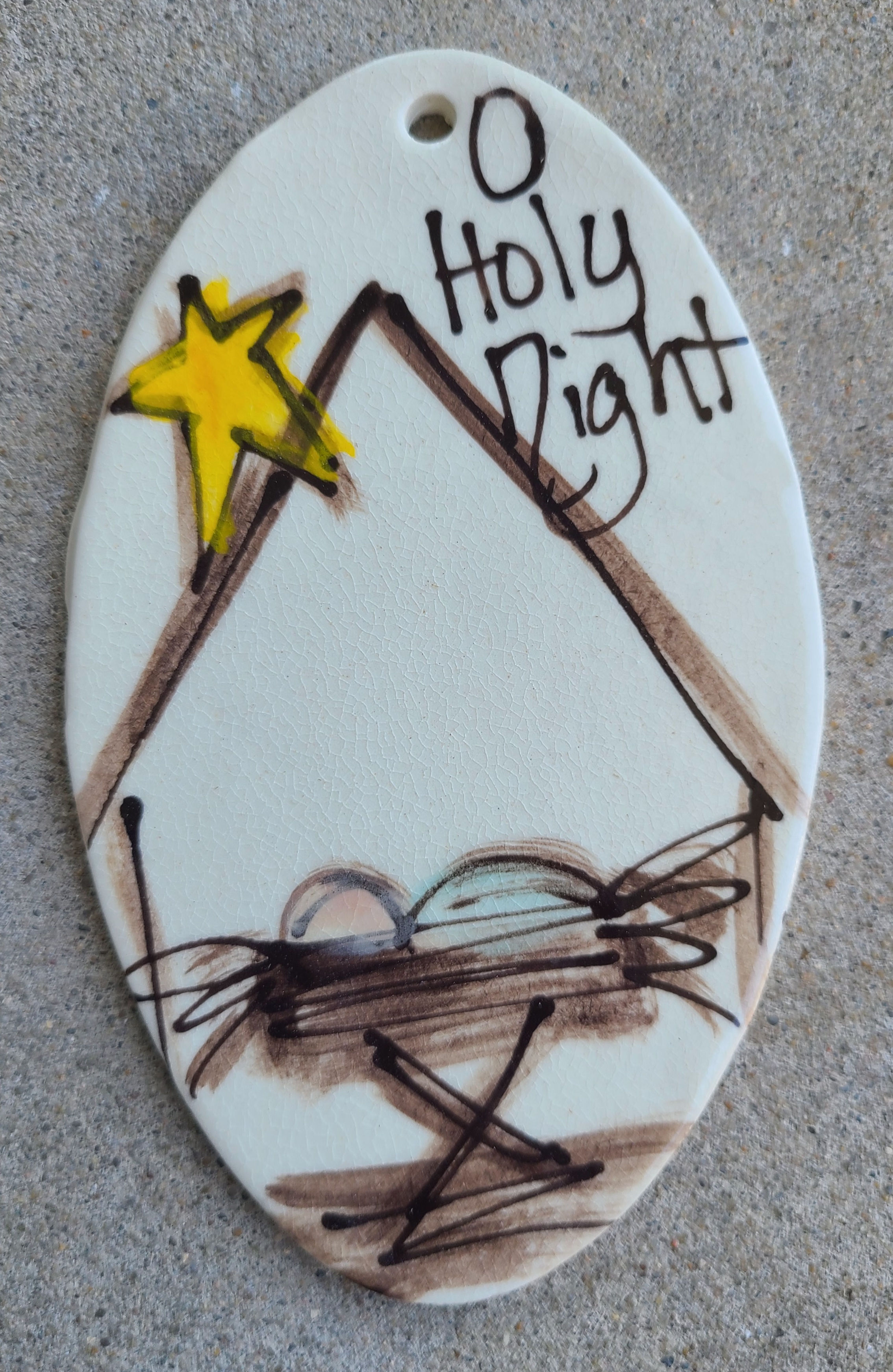 Oval Ornament Manger Holy Night