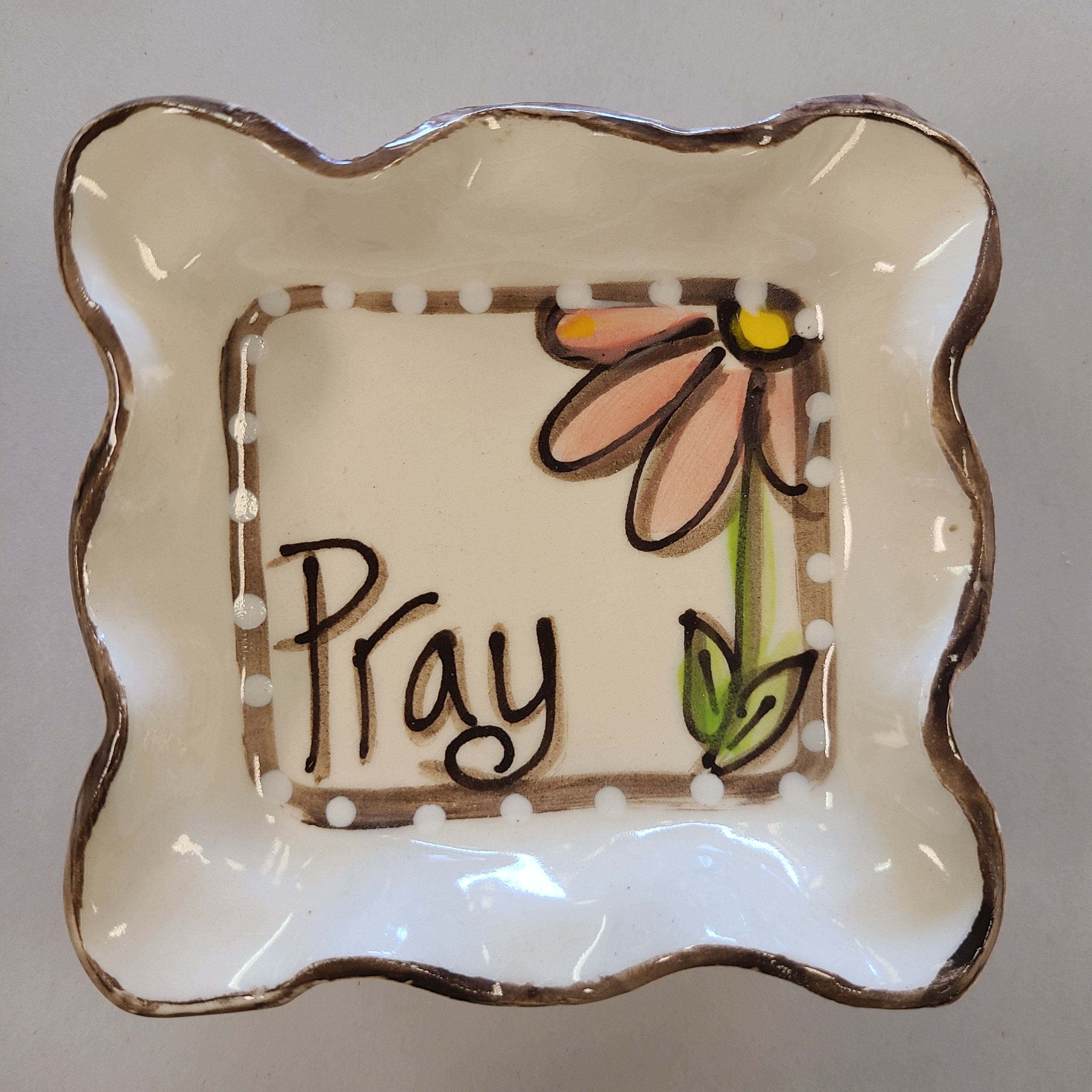 311 - Small Candle Plate AW Flower Pray