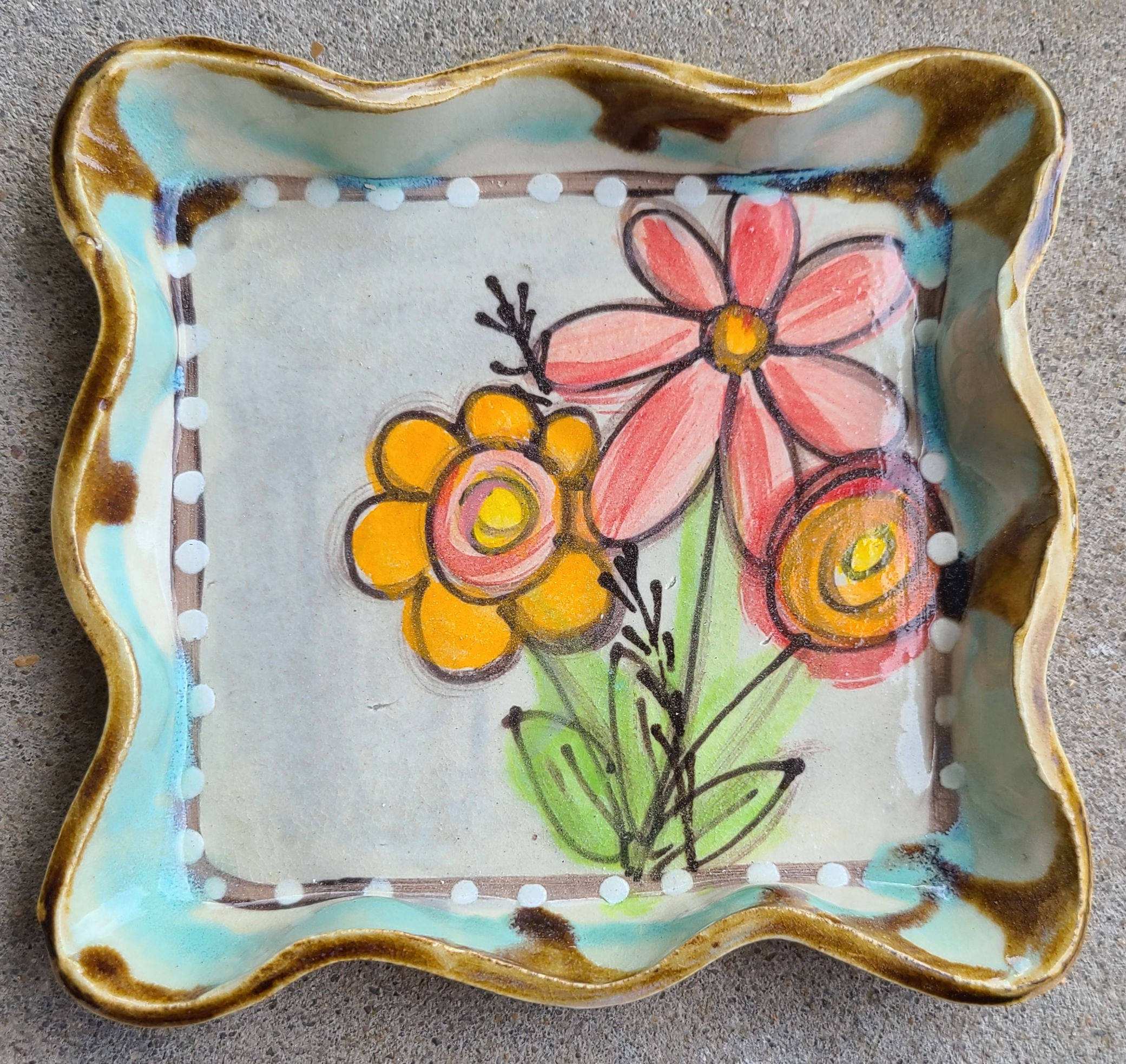 312 - Candle Plate Drip Flowers