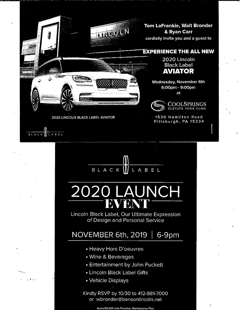 Benson Lincoln 2020 Event