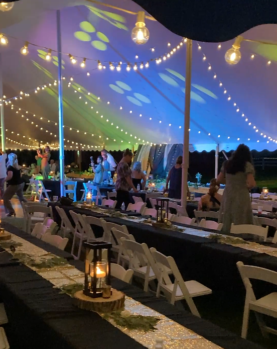 At night under the tent