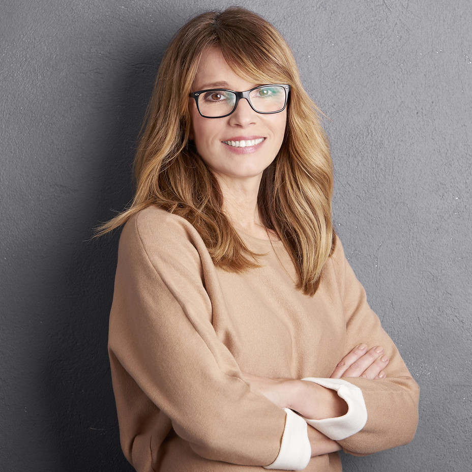 Cheerful Woman with Glasses